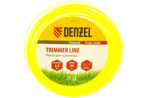 

леска для триммера 2.4 (44м) круглая flex cord, denzel 96119