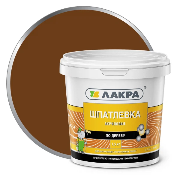 Шпатлевка по дереву лакра 1,5кг орех, код
