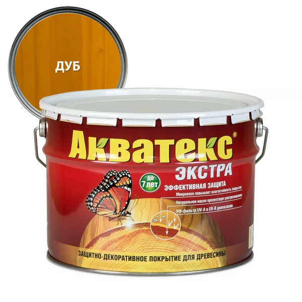 

защитно-декоративное покрытие акватекс экстра дуб 9 л, Светло-коричневый