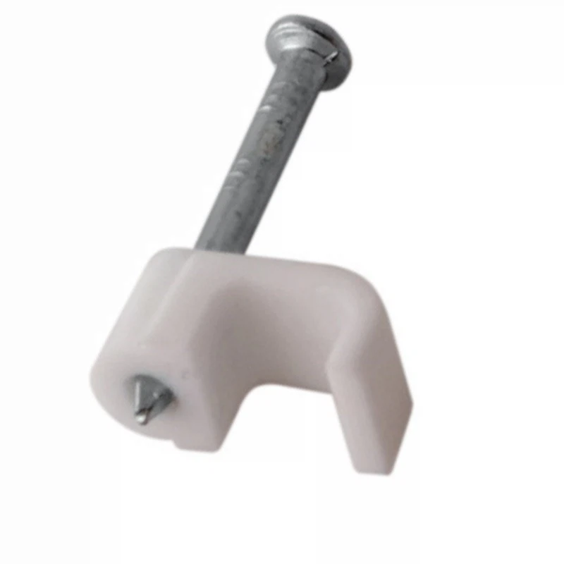 Изображение товара Скоба 4мм плоская пластиковая белая, высота 2мм (50шт) Rexant, 07-4204