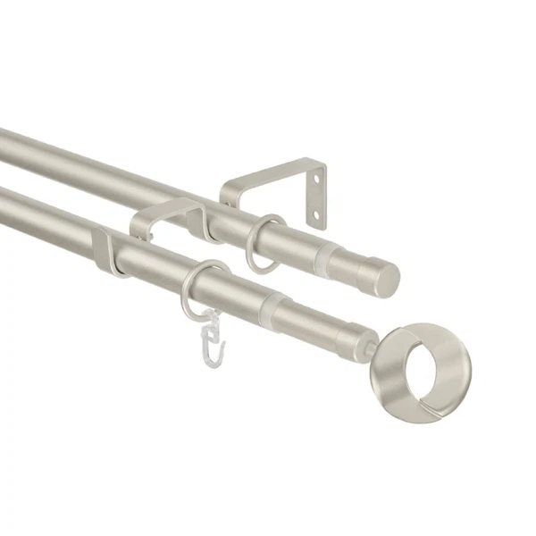 

карниз телескоп эскар 16/19мм 160-320см двухрядный матовый никель, наконечник кольцо 3332161947554, Желтый