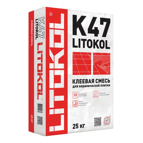 Клей для плитки litokol k47 (класс с0), 25