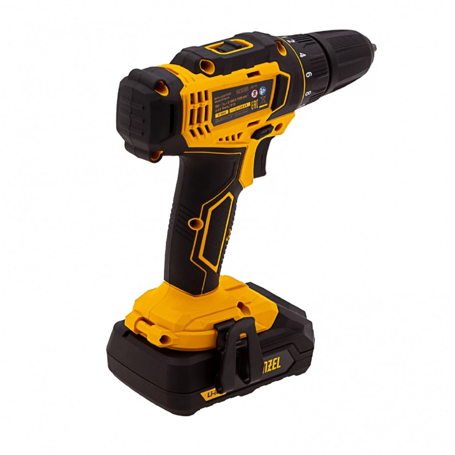 Изображение товара Дрель-шуруповерт аккумуляторная Denzel CDL-18-02BM 18 В 2 аккумулятора