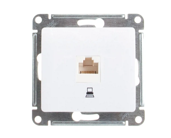 

розетка компьютерная rj45 (белая, 1 пост) schneider electric glossa gsl000181k, Белый