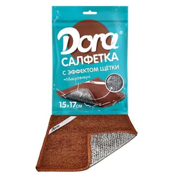 

салфетка 17*15см "с эффектом щетки" dora микрофибра 2001-010