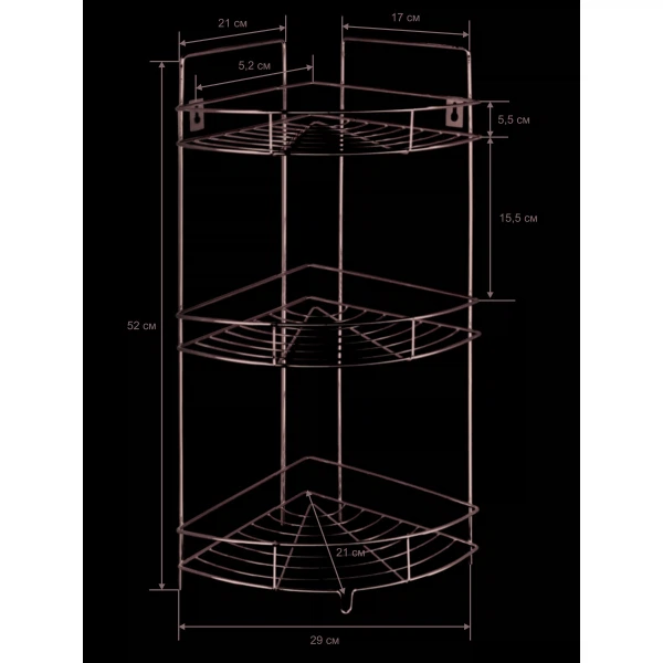 Фото Полка хромированная 3-ная угловая т084 аквалиния 1602