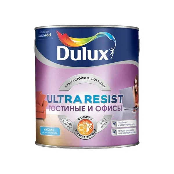 

краска dulux ultra resist гостиные и офисы матовая bw 2,5л