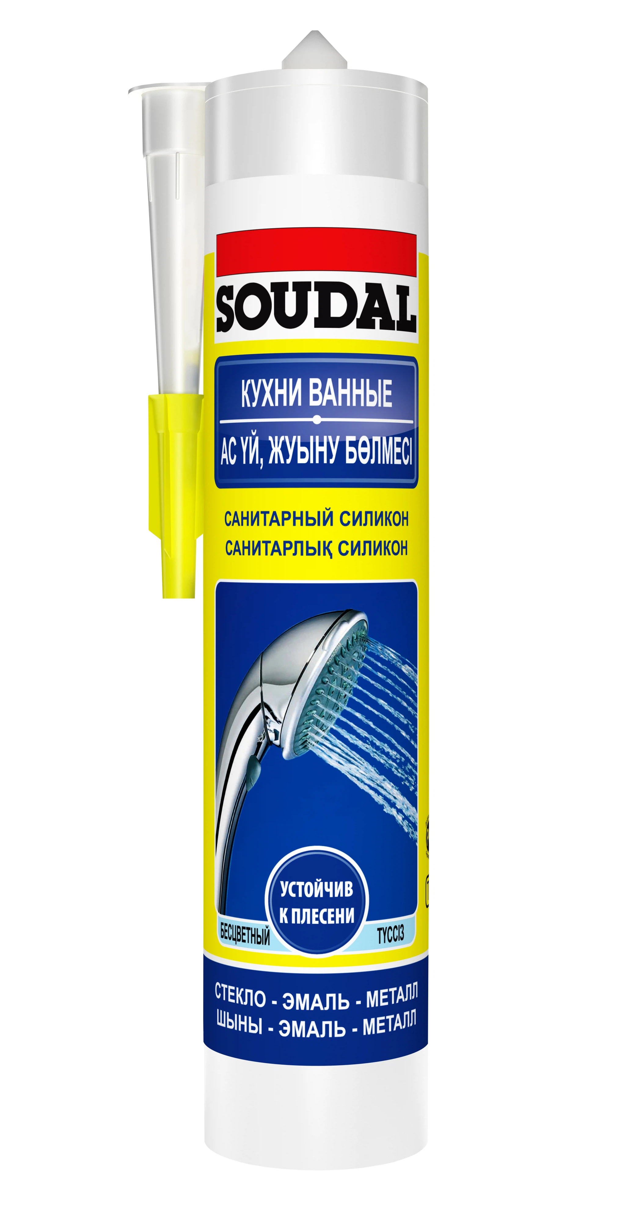 Изображение товара Силиконовый санитарный герметик Soudal 300 мл бесцветный для кухни и ванной