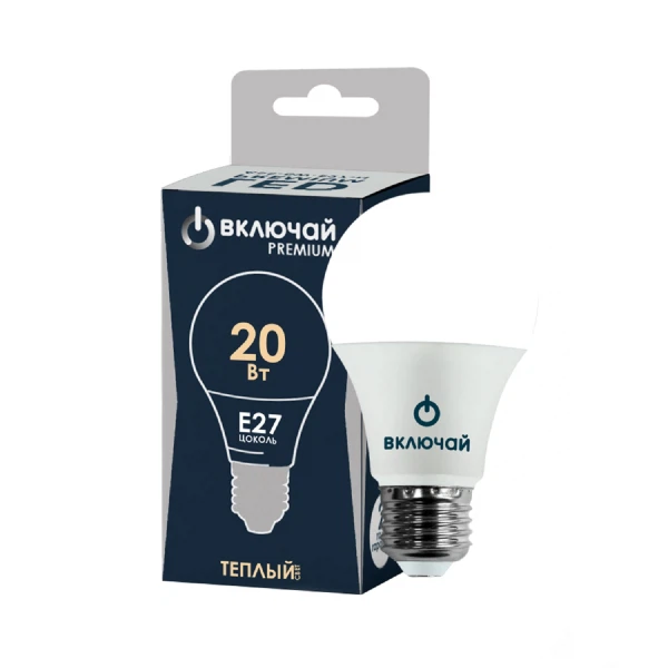 

лампа светодиодная включай е27 20вт 3000к 1600лм груша 1198675