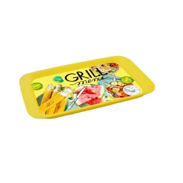 

поднос малый с декором grill menu 430х268мм polimerbyt c10196, С рисунком