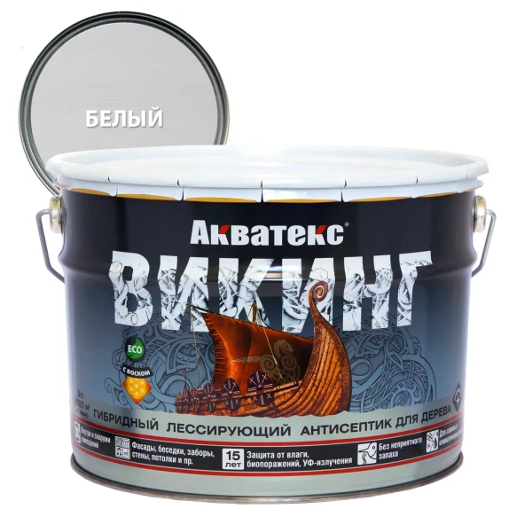 

антисептик акватекс викинг для дерева белый 9л