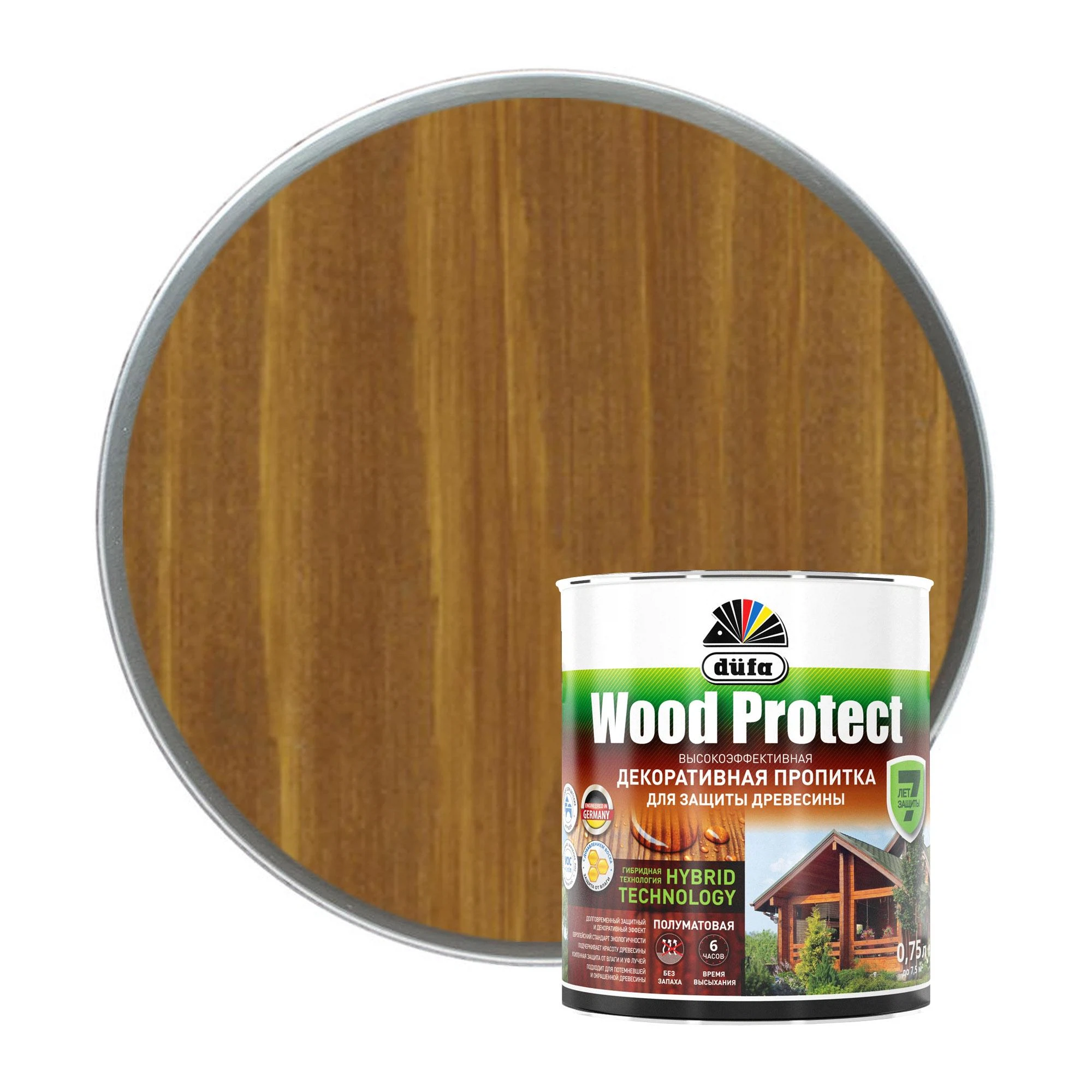 Изображение товара Антисептик Dufa Wood Protect Тик 750 мл для защиты и окрашивания дерева