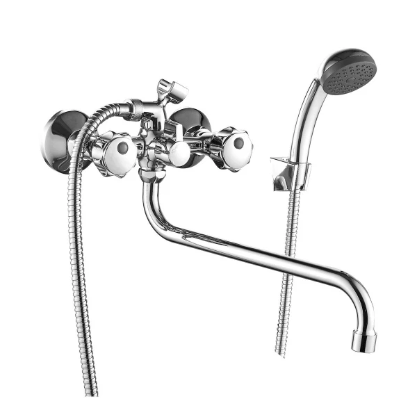 смеситель для ванны вентильный decoroom dr50045r универсальный с поворотным изливом 300 мм