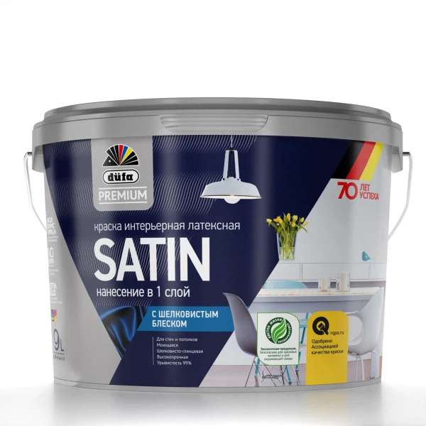 

краска dufa premium satin латексная интерьерная с шелковистым блеском база c 9л