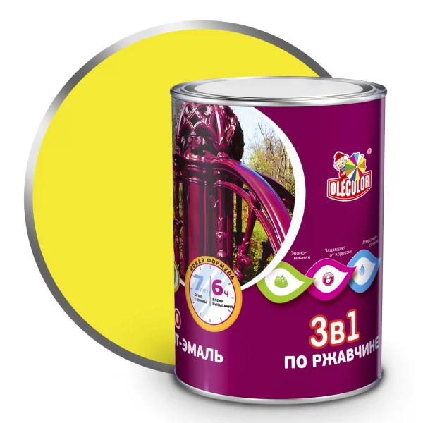 

грунт-эмаль по ржавчине olecolor желтый 0.9 кг