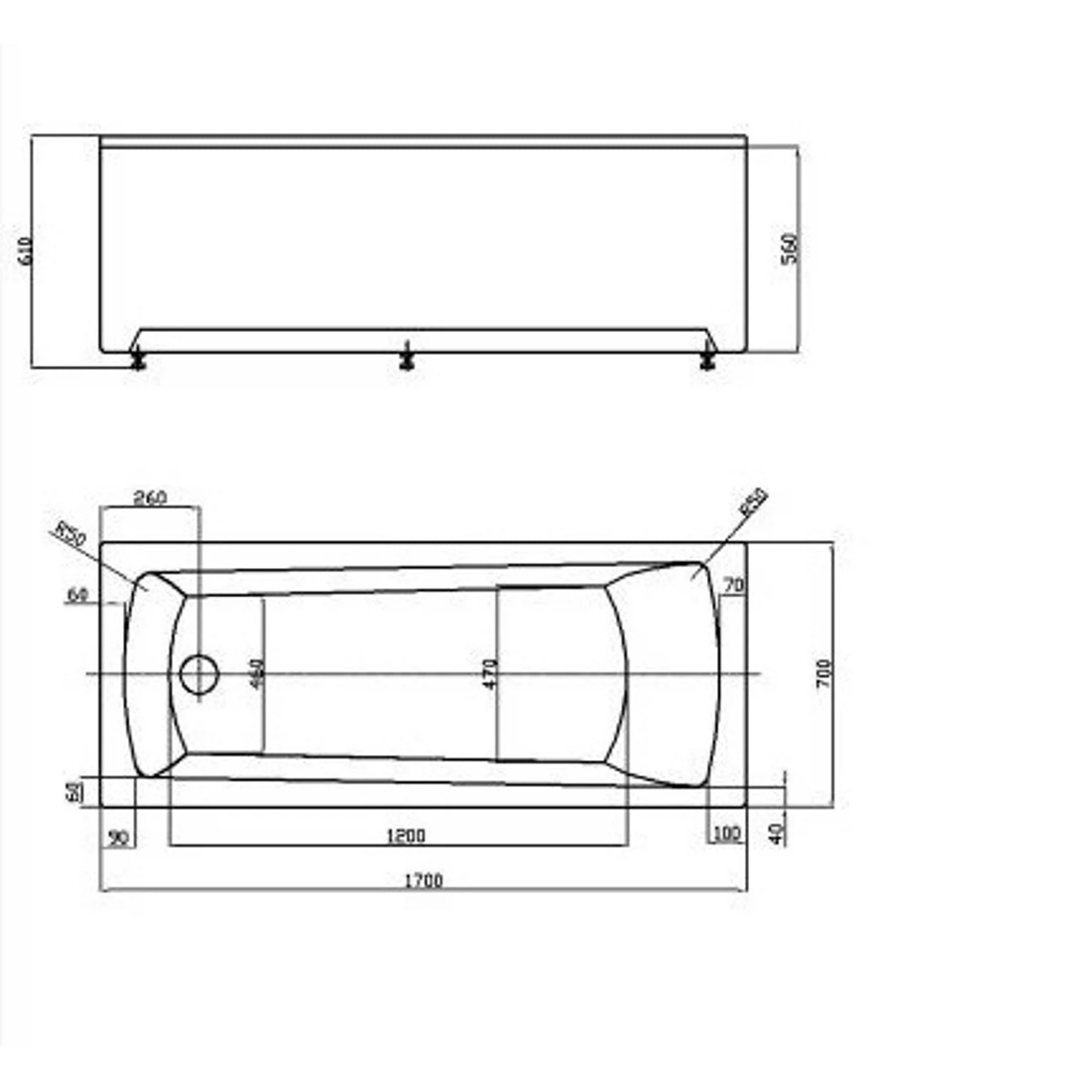 Изображение товара Ванна Azario из литьевого акрила 255 л, прямоугольная, пристенная монтаж