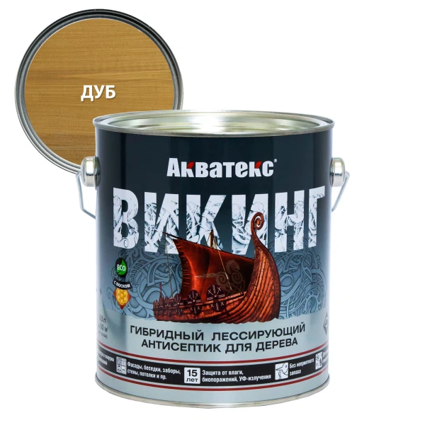 

антисептик акватекс викинг для дерева дуб 2,5л, Темно-желтый