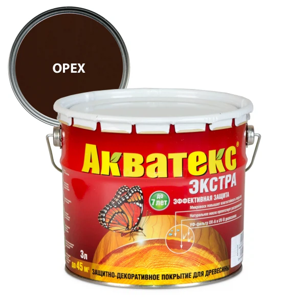 

защитно-декоративное покрытие акватекс экстра орех 3л