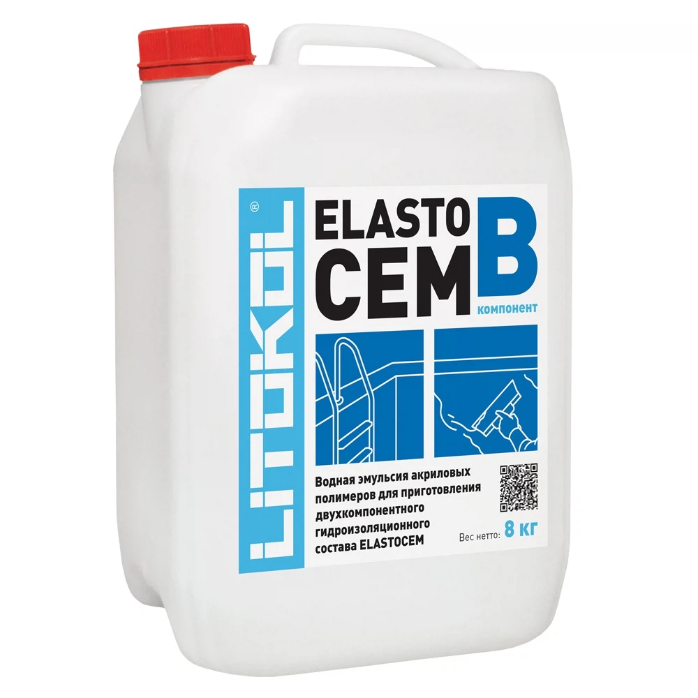 Изображение товара Гидроизоляция двухкомпонентная LITOKOL ELASTOCEM Компонент B 8 кг