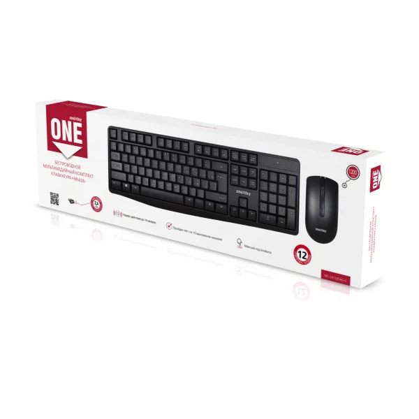 

набор клавиатура+мышь one 207295ag, беспроводной, черный (sbc-207295ag-k) smartbuy