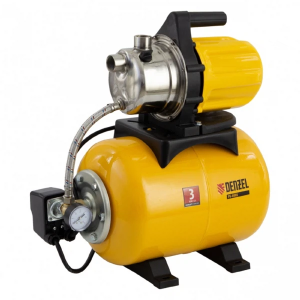 

насосная станция ps800x 800 вт, 3200 л/ч, ресивер 24 л, подъем 38 м, нержавейка denzel