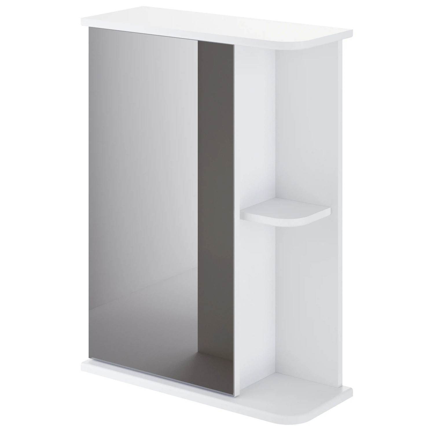 Изображение товара Шкаф зеркало Итана Уют 50 510х200х700 левый с полкой Белый глянец