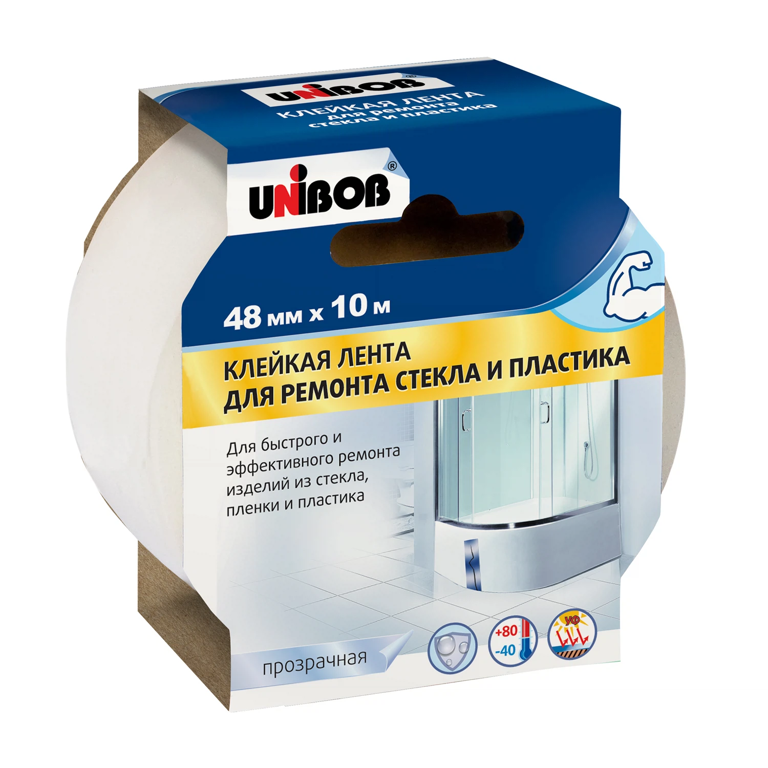 Изображение товара Лента невидимая клейкая UNIBOB д/сращивания стекла и пластика 48мм х 10м,75910