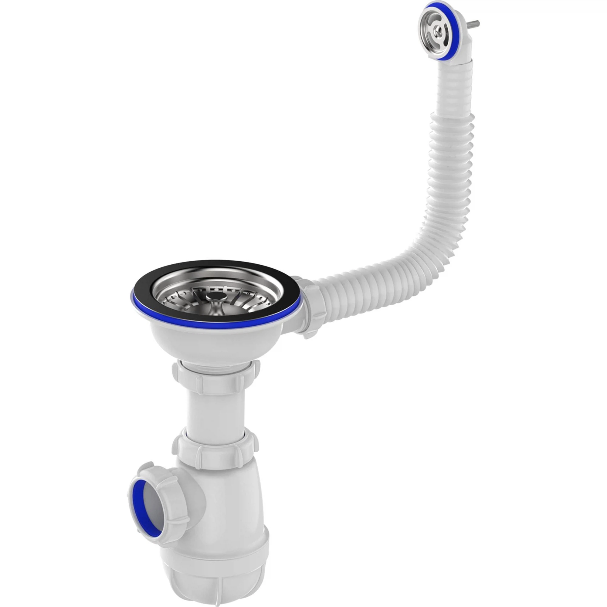 Изображение товара Сифон для мойки AQUANT 3 1/2 дюйма с круглым переливом и регулируемой высотой