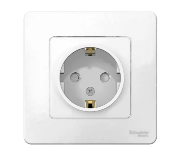 

розетка штепсельная (скрытая, белая, 1 пост, с/з, со шторками, с рамкой) se blanca, blnrs001111, Белый