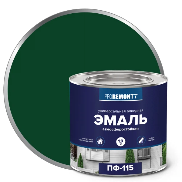 

эмаль пф-115 proremontt зеленый 1,9кг