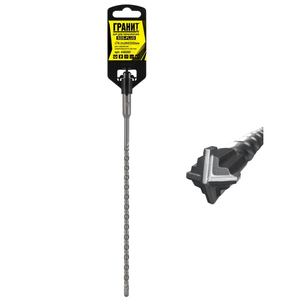 

бур по бетону sds-plus гранит quadro-x 6,0х260/200,446260