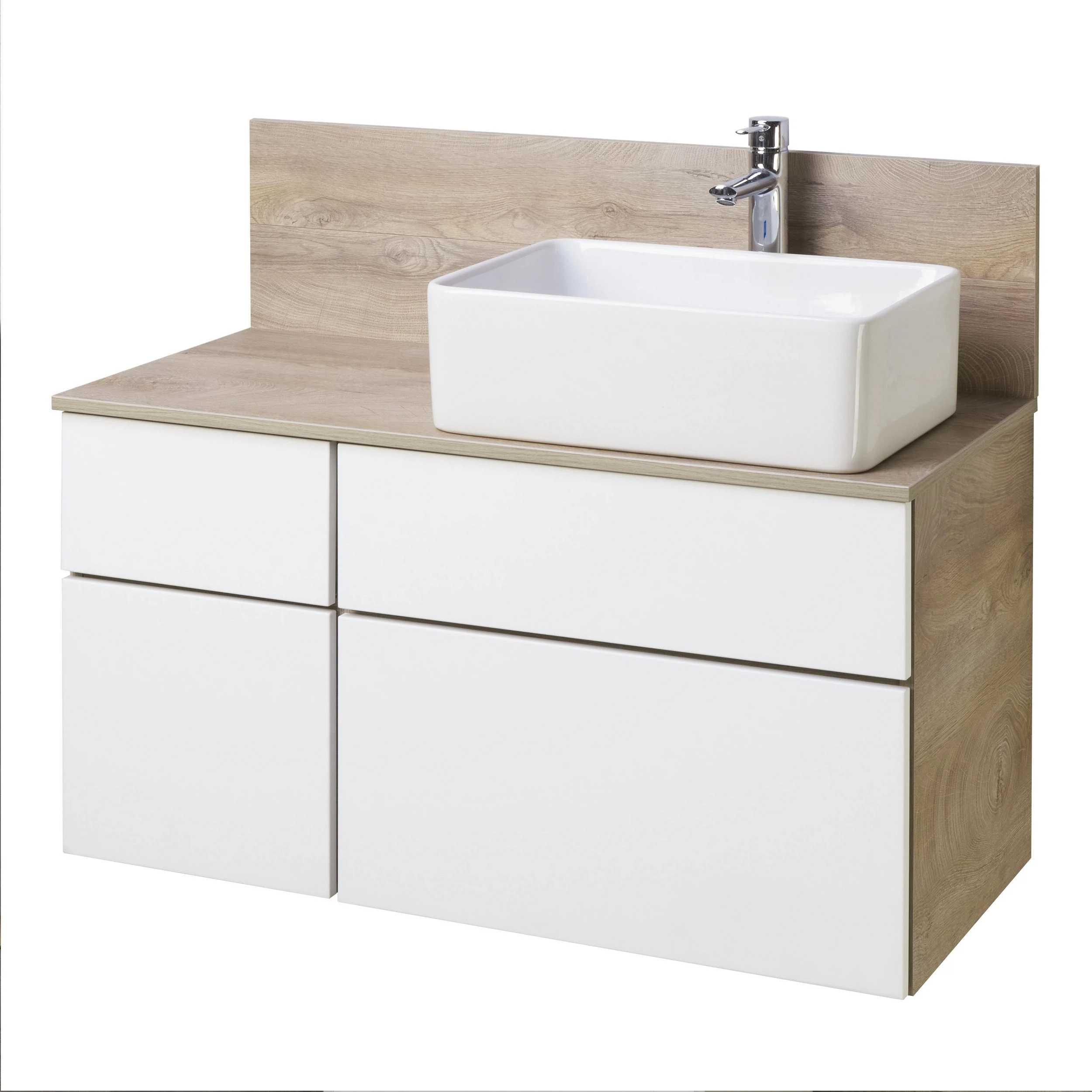 Изображение товара Тумба под раковину Aquaton 1A244101MIX40 подвесная с ящиками и отделением