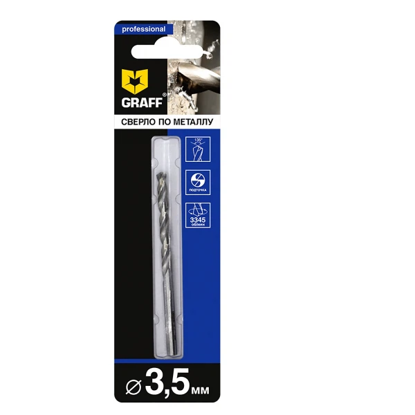 

сверло по металлу 3.5*70мм hss 1шт, graff 723570