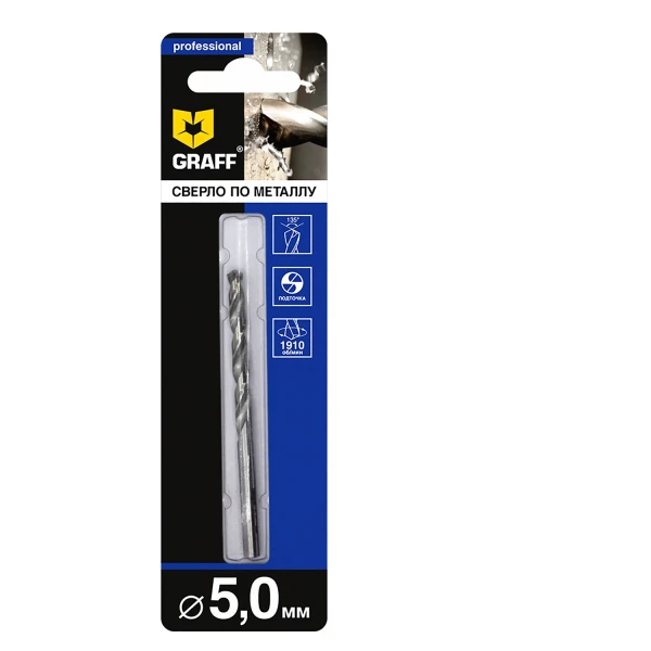 

сверло по металлу 5*86мм hss 1шт, graff 725086