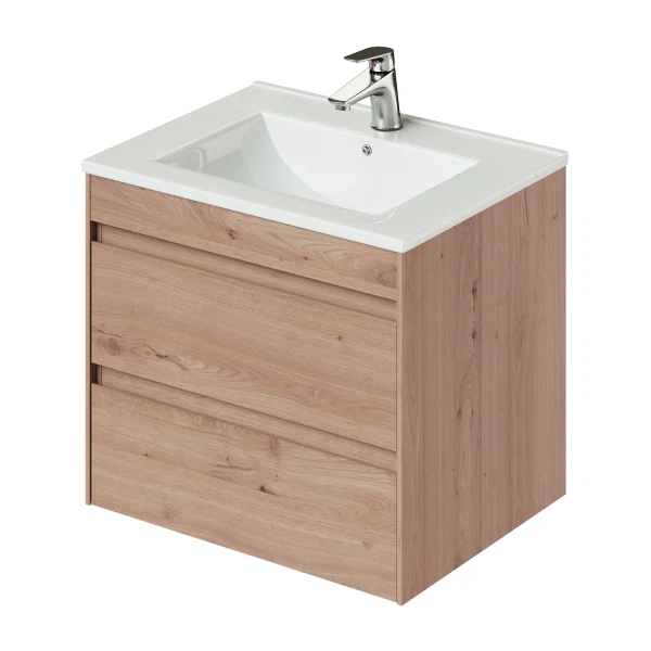 Фото Тумба с раковиной подвесная итана taiga 60 2я (дуб галифакс)