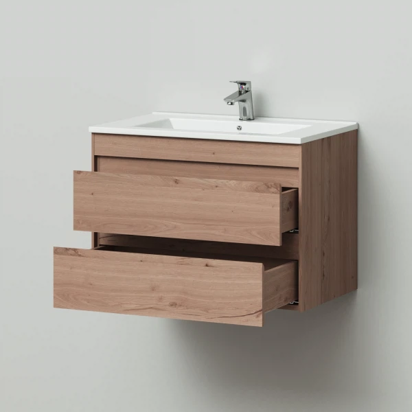 Фото Тумба с раковиной подвесная итана taiga 75 2я (дуб галифакс)