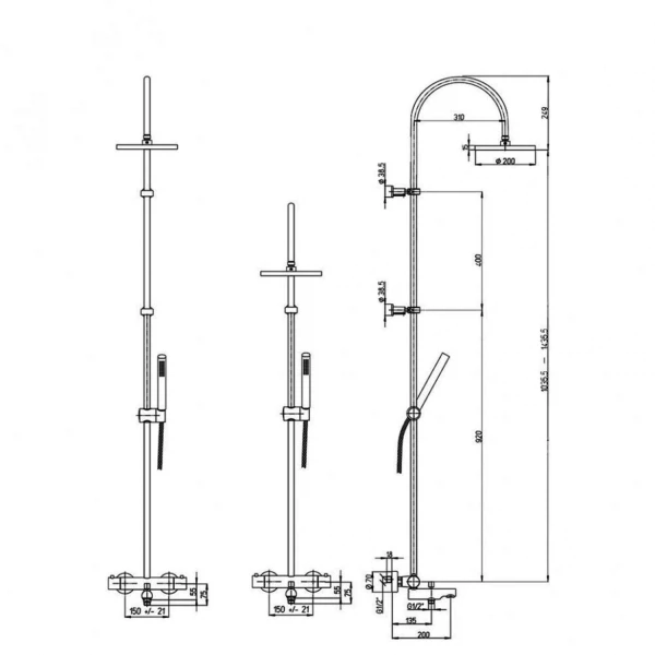 Фото Душевой комплект paini cox с термостатом 78cr687th1km