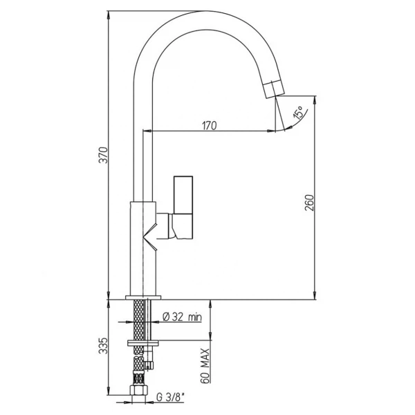 Фото Смеситель для кухни рычажный paini sky 78cr5722lslmkm