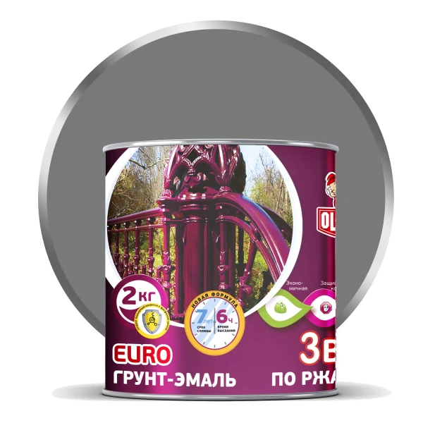 

грунт-эмаль olecolor по ржавчине серый 2 кг