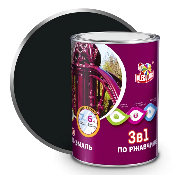 Грунт-эмаль olecolor по ржавчине черный 0
