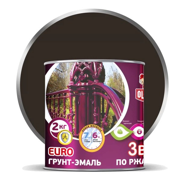 

грунт-эмаль olecolor по ржавчине шоколадный 2 кг