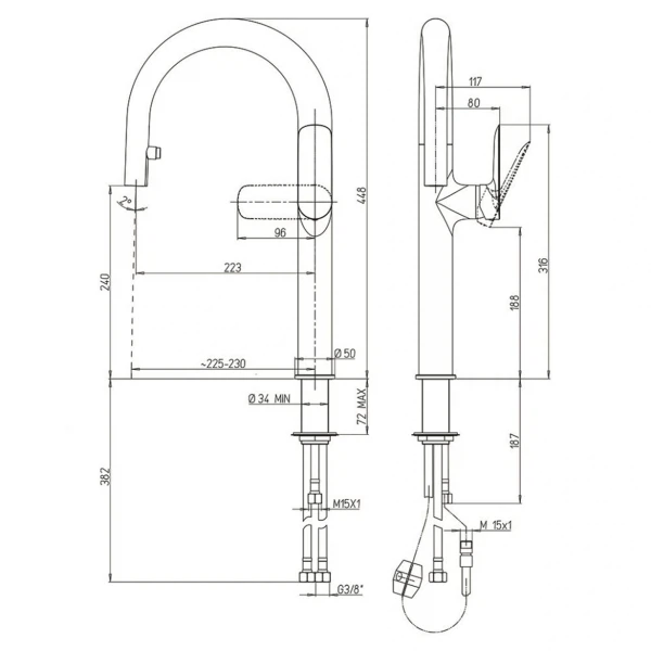 Фото Смеситель для кухни рычажный paini nove 09cr591b