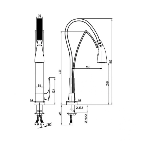 Фото Смеситель для кухни рычажный paini hybrid hkcr557tkkm