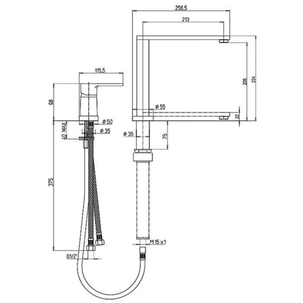 Фото Смеситель для кухни рычажный paini arena 92cr569/5822fkm с отд.рычагом упр.