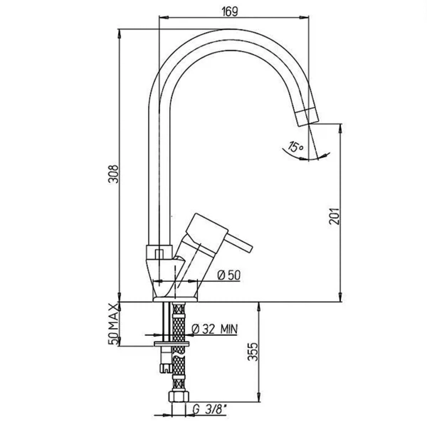Фото Смеситель для кухни рычажный paini cox 78cr570pkm