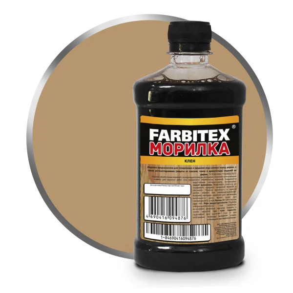 

морилка деревозащитная farbitex водная клен 0,5 л, Желтый