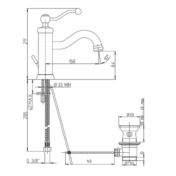 Фото Смеситель для умывальника рычажный paini duomo 88f3211km