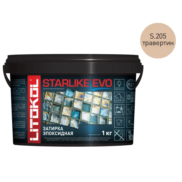 

затирка эпоксидная litokol starlike evo, цвет травертин s.205, 1 кг, Бежевая