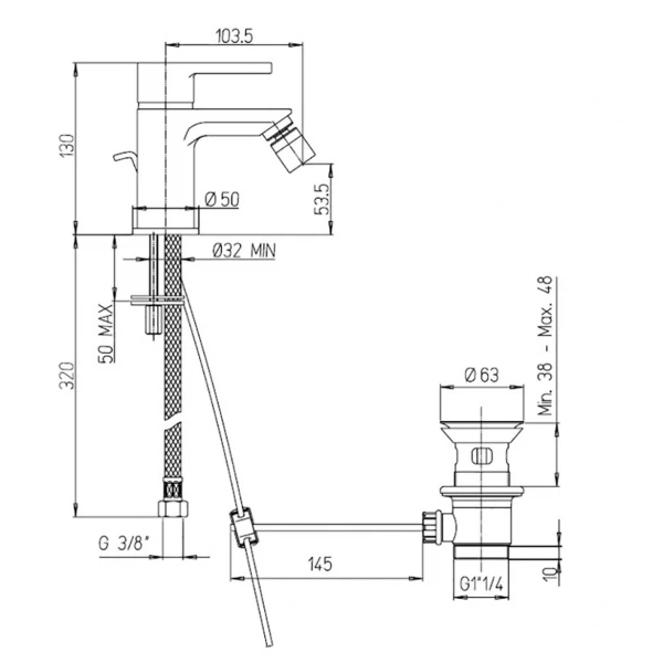 Фото Смеситель для биде рычажный paini arena 92cr3062sftkm