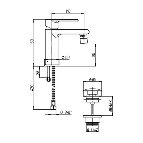 Фото Смеситель для биде рычажный paini ghibli 44cr306efxtsr